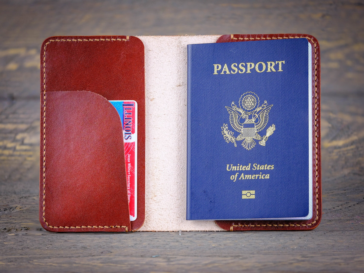 Leather Passport Holder - Monogram