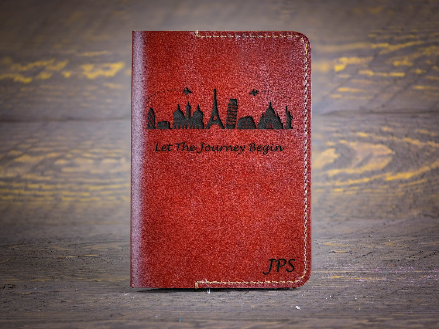 Leather Passport Holder - Monogram