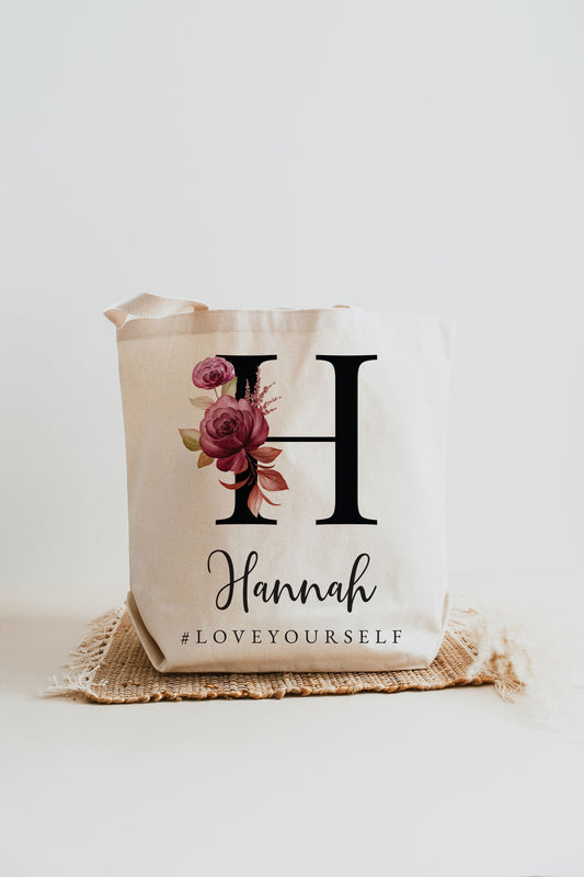 Everyday Tote Bag - Floral Initial