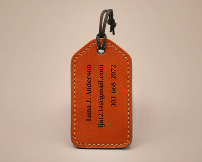 Leather Luggage Tag - World Map