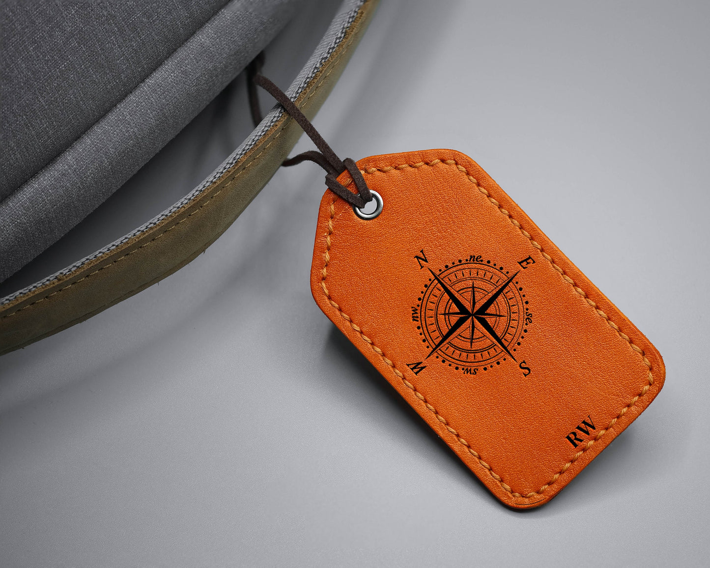 Leather Luggage Tag - Initials