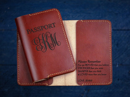 Leather Passport Holder - World Monuments