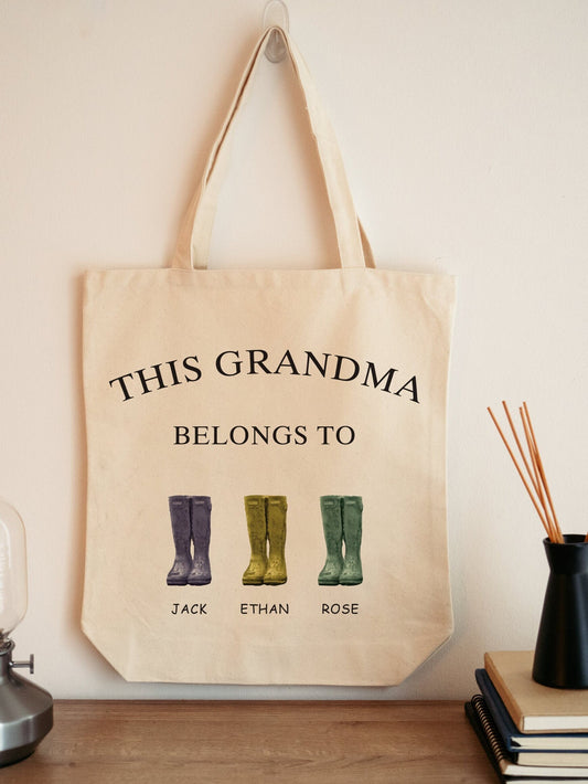 Everyday Tote Bag - Family Wellie-boot with Kids Name