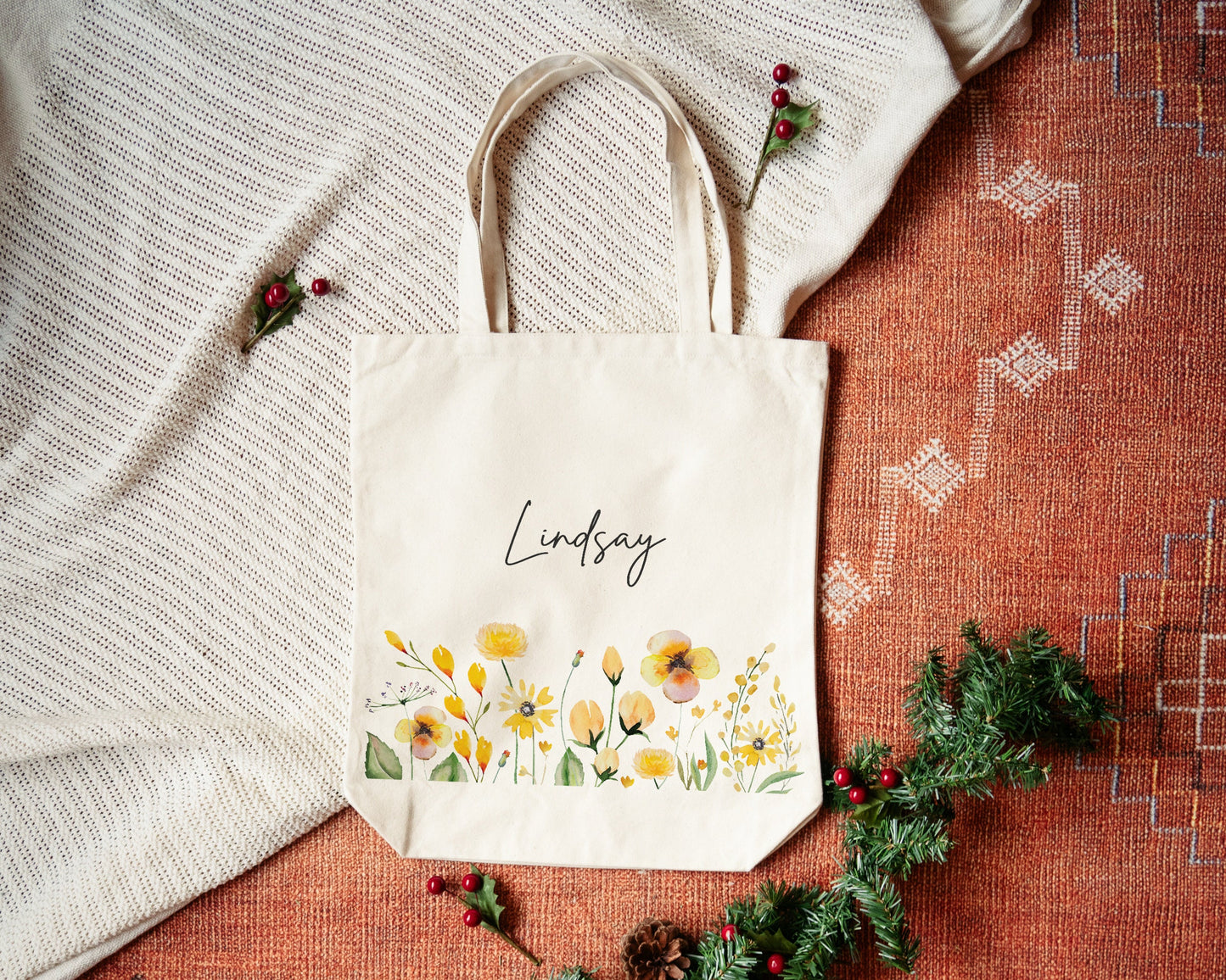 Everyday Tote Bag - Yellow Wildflowers