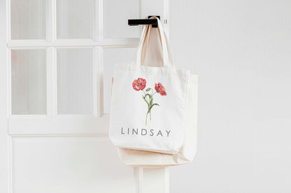 Everyday Tote Bag - Poppy August Birth Flower