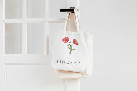 Everyday Tote Bag - Poppy August Birth Flower