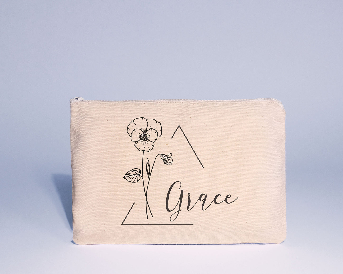 Makeup Bag - Daffodil March Minimalistic Birth Flower in Triangle