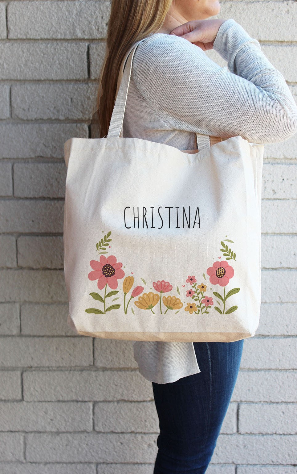 Everyday Tote Bag - Pink Flower Garden