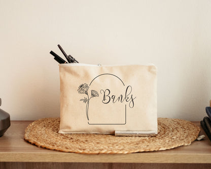 Makeup Bag - Gladiolus August Minimalistic Birth Flower in Arch