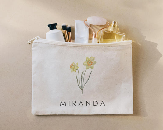 Makeup Bag - Daffodil March Birth Flower