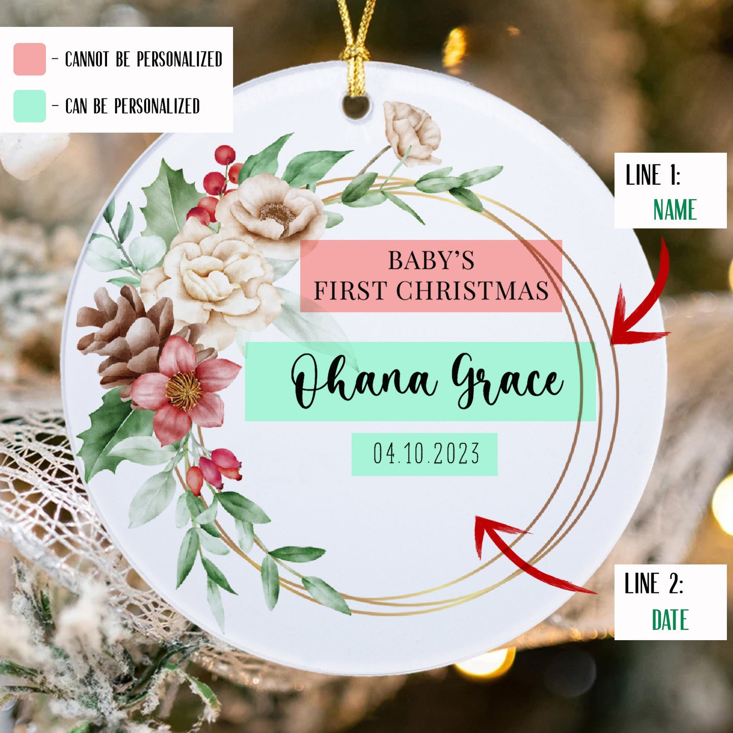 Ornament - Baby First Christmas with Birthdate