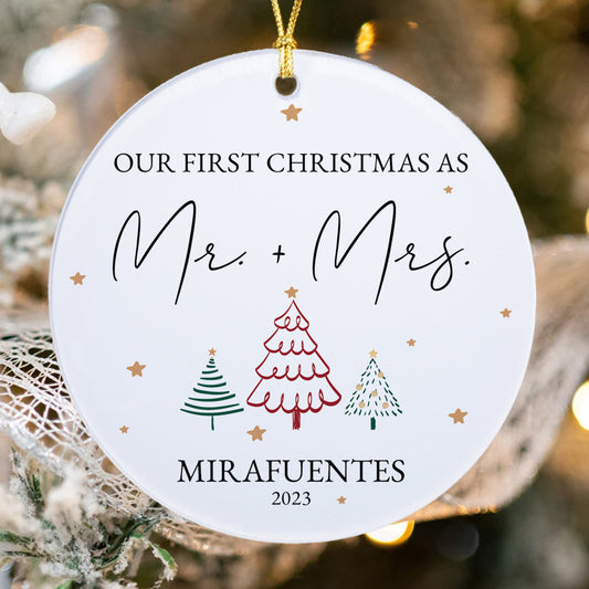 Personalized Mr Mrs Christmas Ornament, Mr & Mrs Christmas Ornament, First Christmas Married Ornament, Newlywed Gift, Wedding Gift Keepsake