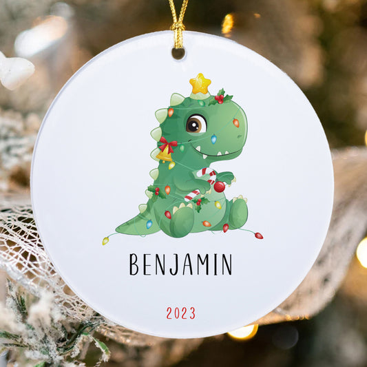 Personalized Dinosaur Christmas Ornament, Boy Christmas Ornament, New Mom Gift, Welcome baby Christmas, New Baby Ornament