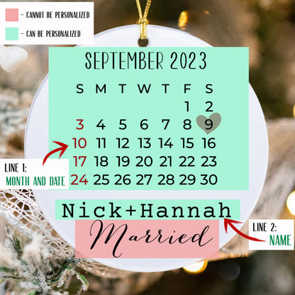 Personalized Married Ornament with Wedding date, Newlywed Gift, first Christmas Ornament, Personalized Wedding Ornament, Wedding Gift