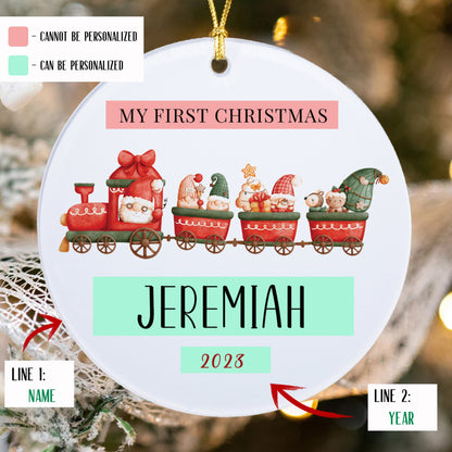 Personalized Baby first Christmas Ornament , Boy Girl Christmas Ornament, New Mom Gift, New Baby Ornament, the little engine that could