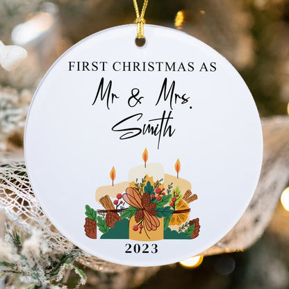 First Christmas as Mr & Mrs Christmas Ornament, Personalized Christmas Ornament, 1st Christmas Married Ornament, Newlywed Gift, Wedding gift