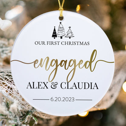 Personalized Couple Name Christmas Ornament, First Christmas Engaged Ornament, Newlywed Gift, Personalized couple Christmas Ornament