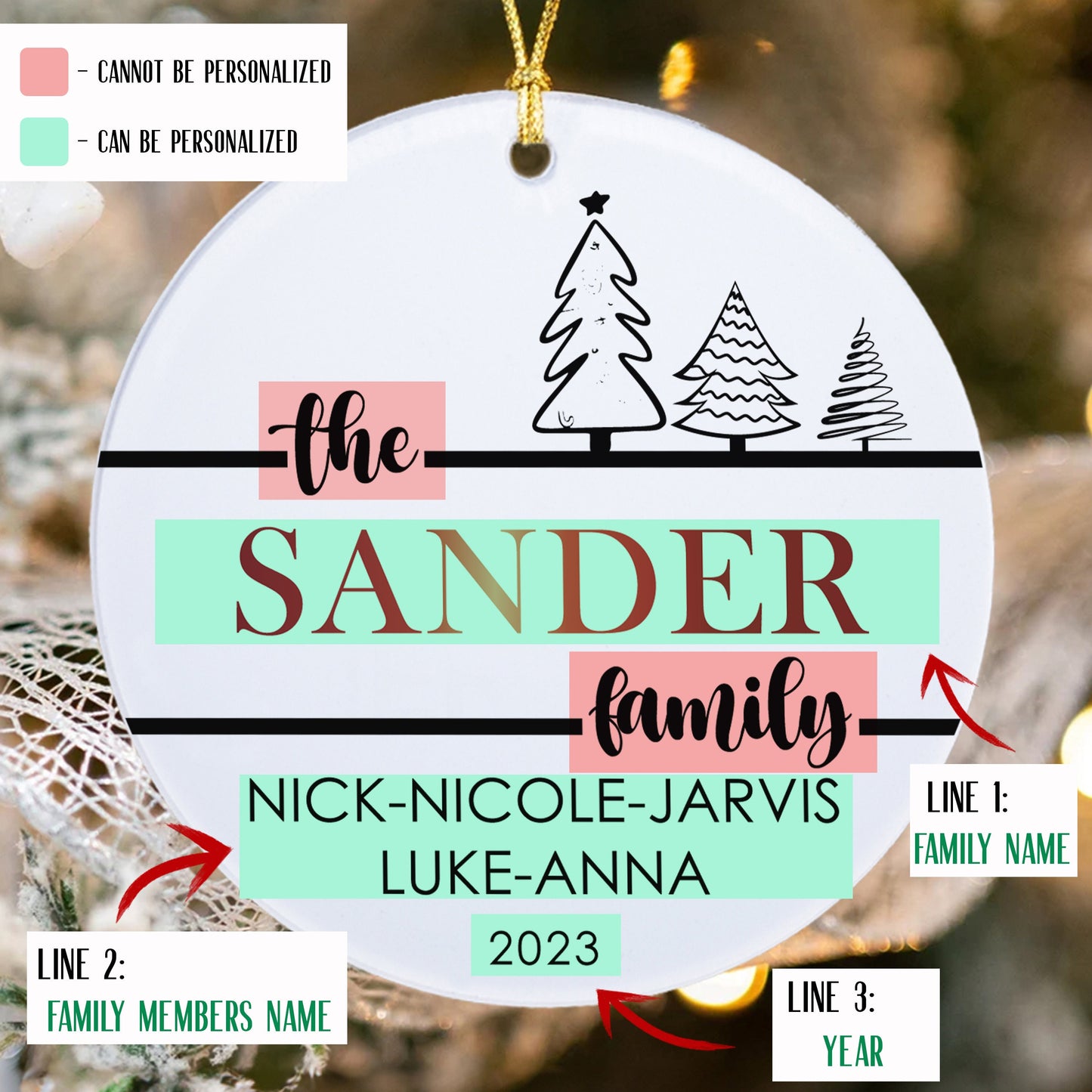 Personalized Family Member Ornament, Custom Family Name  Christmas ornament 2023, Family home ornament, Christmas Gift, Keepsake Gift