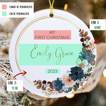 Personalized Baby's First Christmas Ornament, Newborn baby Birth stat ornaments, New Mom Gift, Welcome baby Christmas, New Baby Ornament