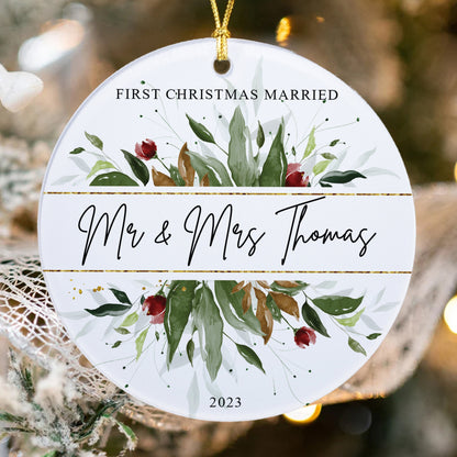 Personalized Mr Mrs Christmas Ornament, Mr & Mrs Christmas Ornament, First Christmas Married Ornament, Newlywed Gift, Wedding Gift Keepsake