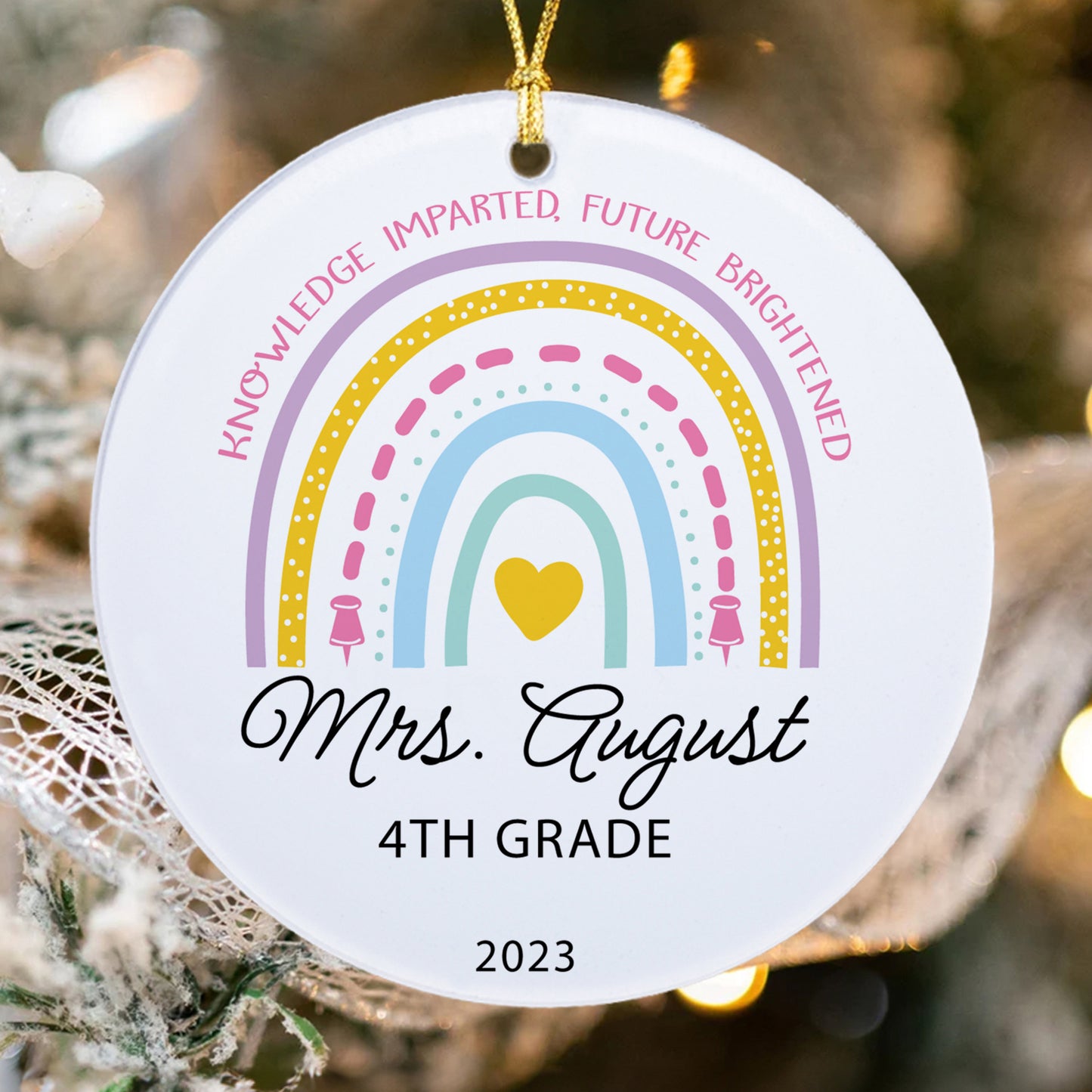 Rainbow Teacher Ornament, Personalized Teacher Ornament, Thanks for helping me Shine Ornament, Teacher Christmas Ornament, Christmas gifts