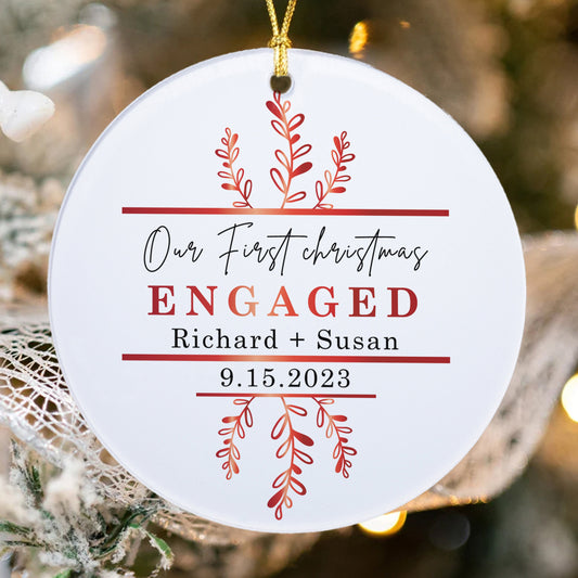 Personalized Couple Name Christmas Ornament, First Christmas Engaged Ornament, Newlywed Gift, Personalized couple Christmas Ornament